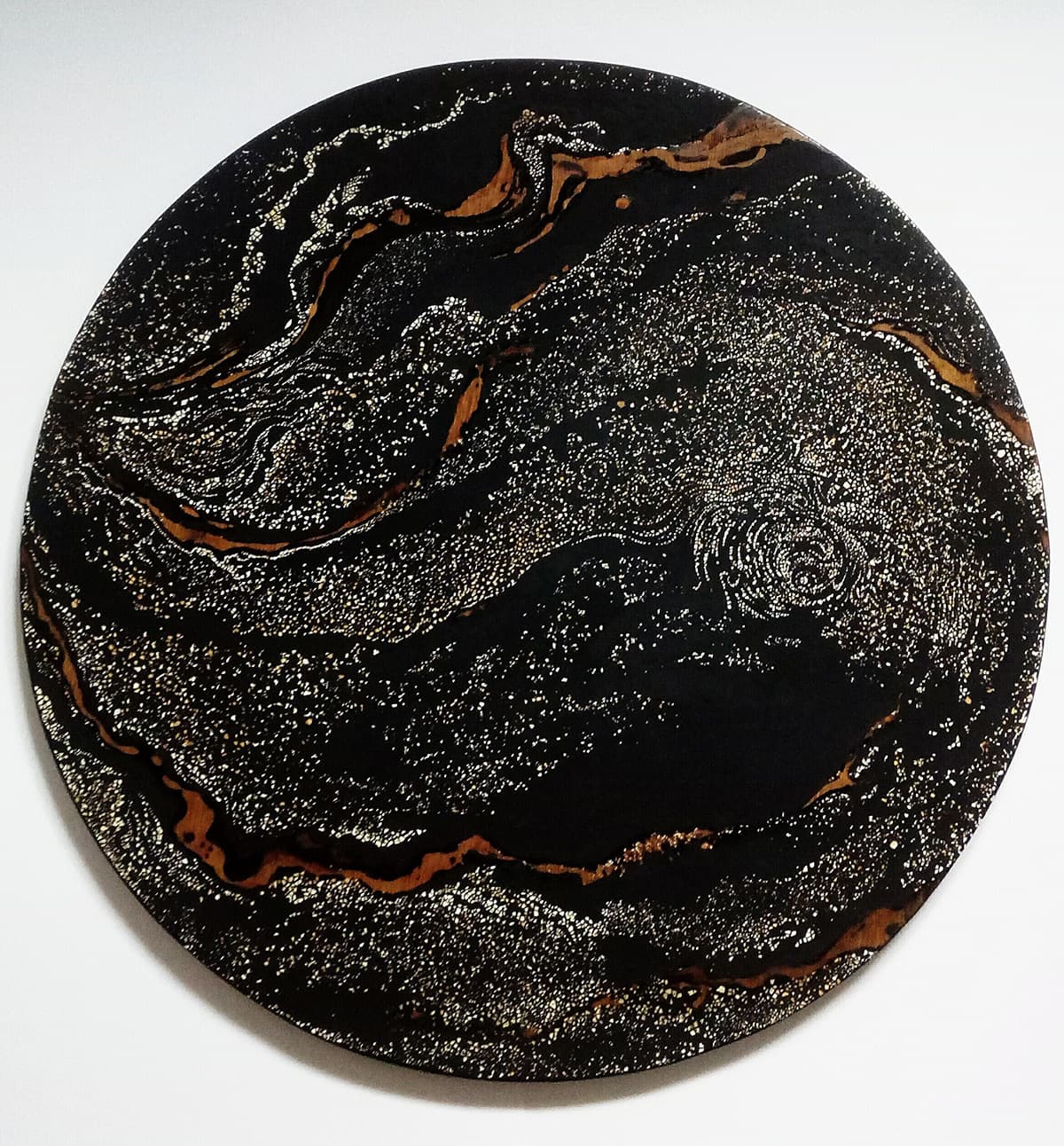 Oeuvre en coquilles d'oeuf et laque : Constellation